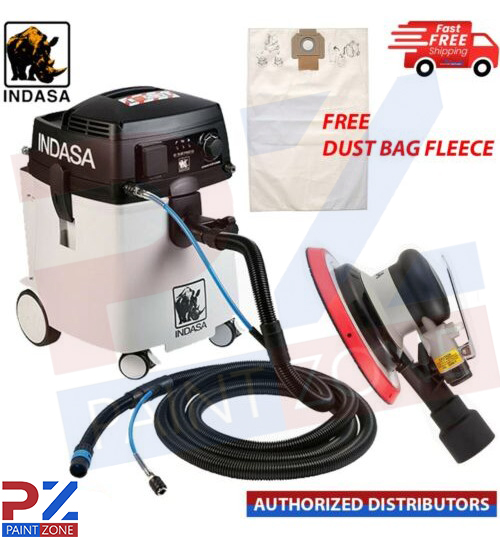 INDASA A-SERIES Air Sander 150mm & DUST EXTRATION COMPLETE PACKAGE 45LT W/ HOSE